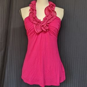 Express Ruffle Halter Top, Pink | Size S
